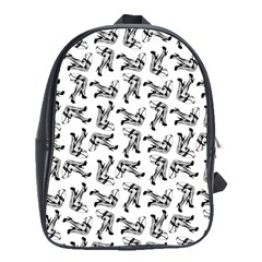 Erotic Pants Motif Black And White Graphic Pattern Black Backgrond School Bag (large) by dflcprintsclothing