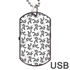 Erotic Pants Motif Black And White Graphic Pattern Black Backgrond Dog Tag Usb Flash (two Sides) by dflcprintsclothing