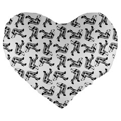 Erotic Pants Motif Black And White Graphic Pattern Black Backgrond Large 19  Premium Heart Shape Cushions by dflcprintsclothing