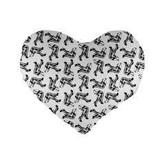 Erotic Pants Motif Black And White Graphic Pattern Black Backgrond Standard 16  Premium Flano Heart Shape Cushions by dflcprintsclothing