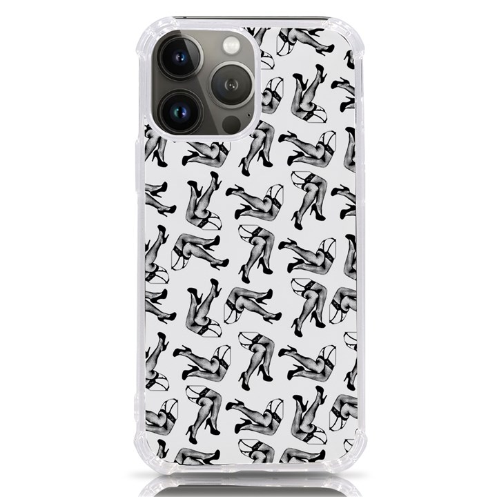 Erotic Pants Motif Black And White Graphic Pattern Black Backgrond iPhone 13 Pro Max TPU UV Print Case