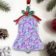 Kaleidoscope Dreams Metal Holly Leaf Bell Ornament by dflcprintsclothing