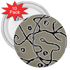 Sketchy Abstract Artistic Print Design 3  Buttons (10 Pack)  by dflcprintsclothing