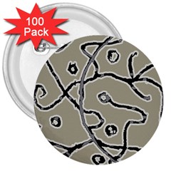 Sketchy Abstract Artistic Print Design 3  Buttons (100 Pack)  by dflcprintsclothing