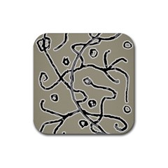 Sketchy Abstract Artistic Print Design Rubber Coaster (square) by dflcprintsclothing