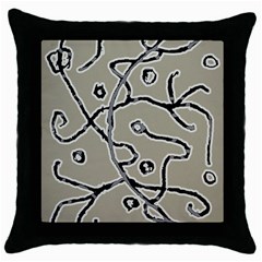 Sketchy Abstract Artistic Print Design Throw Pillow Case (black) by dflcprintsclothing