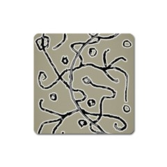 Sketchy Abstract Artistic Print Design Square Magnet by dflcprintsclothing