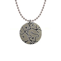 Sketchy Abstract Artistic Print Design 1  Button Necklace