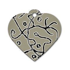 Sketchy Abstract Artistic Print Design Dog Tag Heart (two Sides)