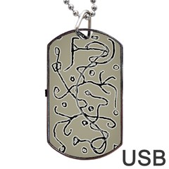 Sketchy Abstract Artistic Print Design Dog Tag Usb Flash (one Side)