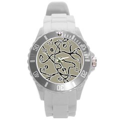 Sketchy Abstract Artistic Print Design Round Plastic Sport Watch (l) by dflcprintsclothing