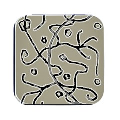 Sketchy Abstract Artistic Print Design Square Metal Box (black) by dflcprintsclothing