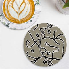 Sketchy Abstract Artistic Print Design Uv Print Round Tile Coaster by dflcprintsclothing