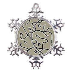 Sketchy Abstract Artistic Print Design Metal Large Snowflake Ornament by dflcprintsclothing