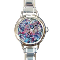 Three Layers Blend Module 1-5 Liquify Round Italian Charm Watch by kaleidomarblingart