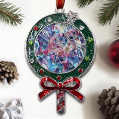 Three Layers Blend Module 1-5 Liquify Metal X mas Lollipop With Crystal Ornament by kaleidomarblingart