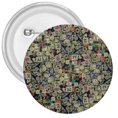 Sticker Collage Motif Pattern Black Backgrond 3  Buttons by dflcprintsclothing