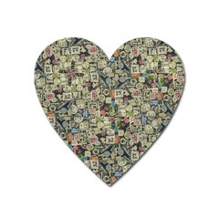 Sticker Collage Motif Pattern Black Backgrond Heart Magnet