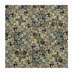 Sticker Collage Motif Pattern Black Backgrond Medium Glasses Cloth (2 Sides) by dflcprintsclothing