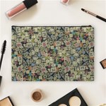 Sticker Collage Motif Pattern Black Backgrond Cosmetic Bag (Large) Back