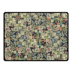 Sticker Collage Motif Pattern Black Backgrond Fleece Blanket (small)