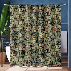 Sticker Collage Motif Pattern Black Backgrond Shower Curtain 60  X 72  (medium) 