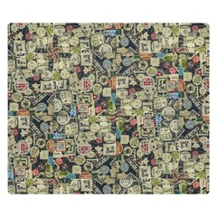 Sticker Collage Motif Pattern Black Backgrond Premium Plush Fleece Blanket (small) by dflcprintsclothing