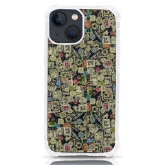 Sticker Collage Motif Pattern Black Backgrond Iphone 13 Mini Tpu Uv Print Case by dflcprintsclothing