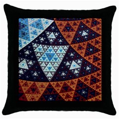 Fractal Triangle Geometric Abstract Pattern Throw Pillow Case (black) by Cemarart