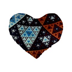 Fractal Triangle Geometric Abstract Pattern Standard 16  Premium Heart Shape Cushions by Cemarart