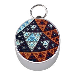 Fractal Triangle Geometric Abstract Pattern Mini Silver Compasses by Cemarart