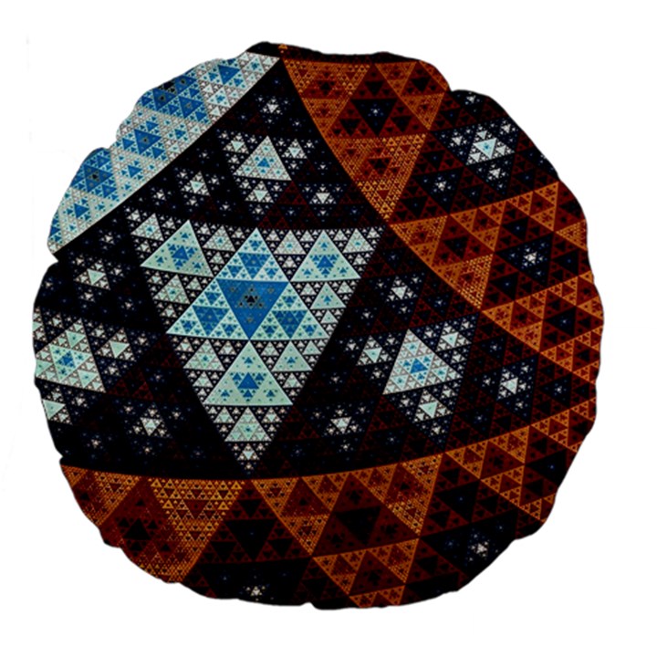 Fractal Triangle Geometric Abstract Pattern Large 18  Premium Flano Round Cushions