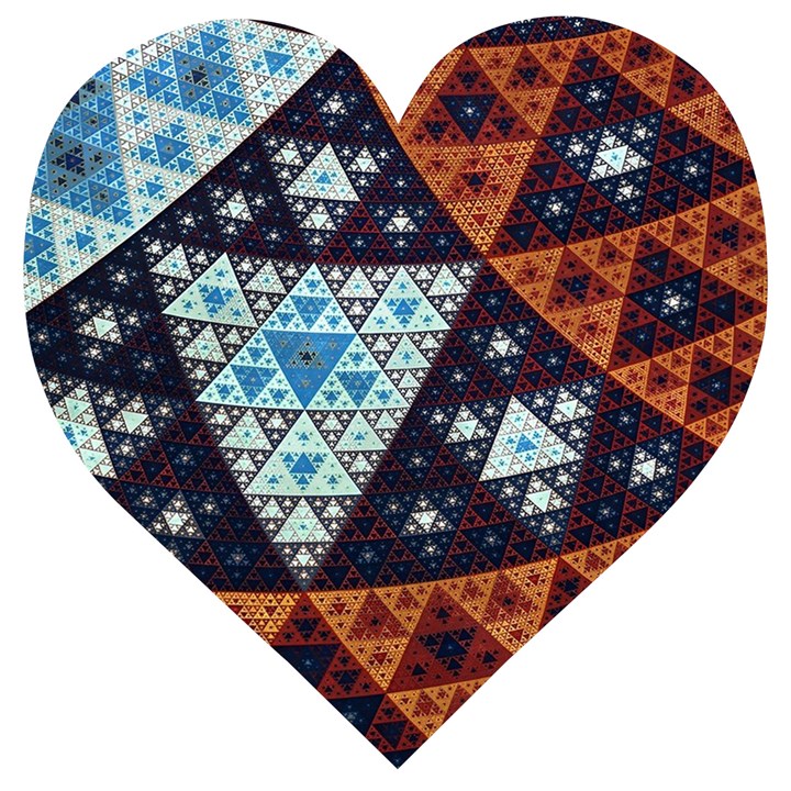 Fractal Triangle Geometric Abstract Pattern Wooden Puzzle Heart