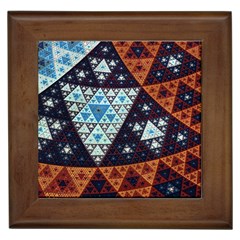 Fractal Triangle Geometric Abstract Pattern Framed Tile by Cemarart