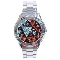 Fractal Triangle Geometric Abstract Pattern Stainless Steel Analogue Watch