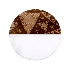 Fractal Triangle Geometric Abstract Pattern Classic Marble Wood Coaster (round)  by Cemarart