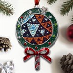 Fractal Triangle Geometric Abstract Pattern Metal X Mas Lollipop with Crystal Ornament Front