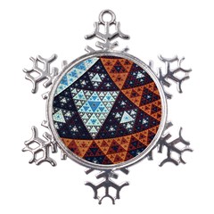 Fractal Triangle Geometric Abstract Pattern Metal Large Snowflake Ornament by Cemarart