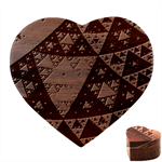 Fractal Triangle Geometric Abstract Pattern Heart Wood Jewelry Box Front