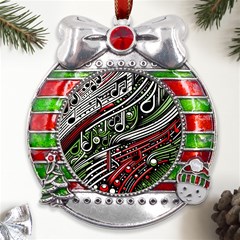 Ec87f308-2609-429d-a22f-62cafc87c34a Metal X mas Ribbon With Red Crystal Round Ornament by RiverRootsReggae