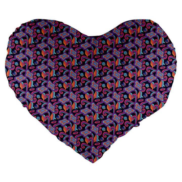 Trippy Cool Pattern Large 19  Premium Flano Heart Shape Cushions