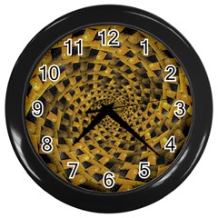 Spiral Symmetry Geometric Pattern Black Backgrond Wall Clock (black)