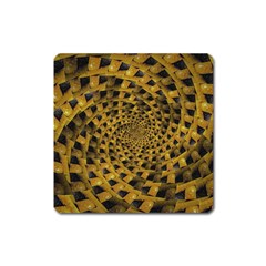 Spiral Symmetry Geometric Pattern Black Backgrond Square Magnet by dflcprintsclothing