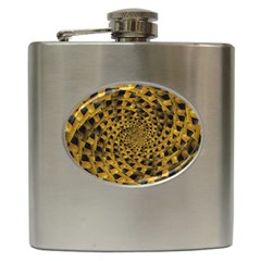 Spiral Symmetry Geometric Pattern Black Backgrond Hip Flask (6 Oz) by dflcprintsclothing