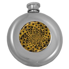 Spiral Symmetry Geometric Pattern Black Backgrond Round Hip Flask (5 Oz) by dflcprintsclothing