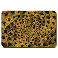 Spiral Symmetry Geometric Pattern Black Backgrond Large Doormat by dflcprintsclothing