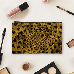 Spiral Symmetry Geometric Pattern Black Backgrond Cosmetic Bag (medium) by dflcprintsclothing