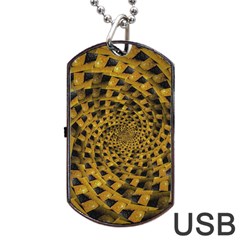 Spiral Symmetry Geometric Pattern Black Backgrond Dog Tag Usb Flash (one Side) by dflcprintsclothing