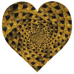 Spiral Symmetry Geometric Pattern Black Backgrond Wooden Puzzle Heart by dflcprintsclothing