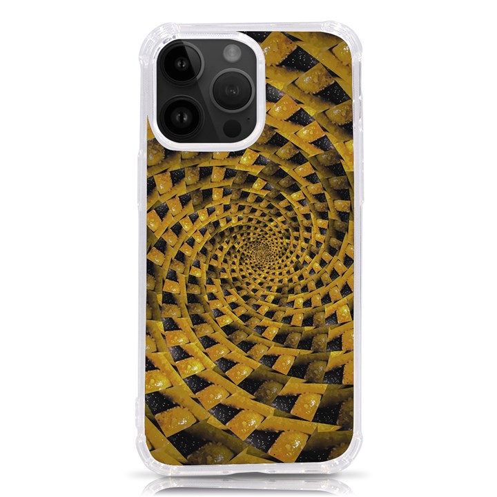 Spiral Symmetry Geometric Pattern Black Backgrond iPhone 14 Pro Max TPU UV Print Case